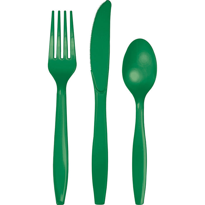 216 pc Bulk Emerald Green Value Friendly Assorted Plastic Cutlery