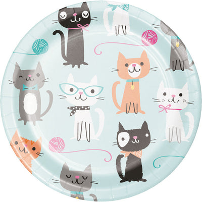 96 pc Bulk Purr-fect Cat Party Dessert Plates