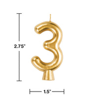12ct Bulk Gold Number 3 Candles