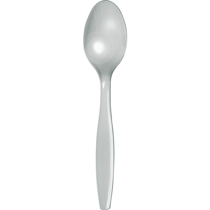 600 pc Bulk Shimmering Silver Plastic Spoons