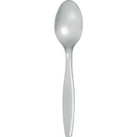 600 pc Bulk Shimmering Silver Plastic Spoons