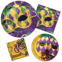 96ct Bulk Masks of Mardi Gras Dessert Plates