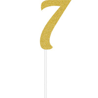 12 pc Bulk Gold Glitter #7 Cake Toppers