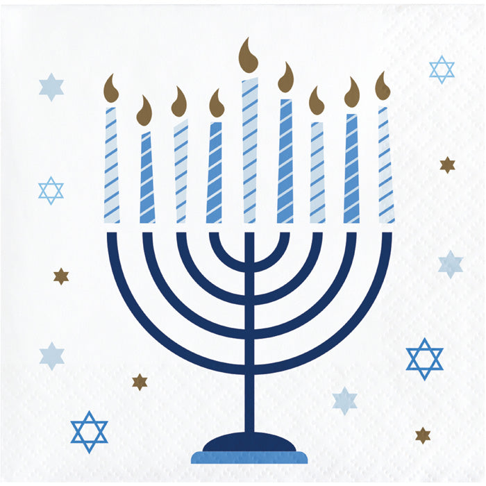 192 pc Bulk Hanukkah Celebration Beverage Napkins