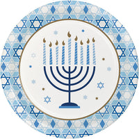 96 pc Bulk Hanukkah Celebration Dinner Plates