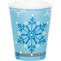 96 pc Bulk Snowflake Swirls 9 oz Paper Cups