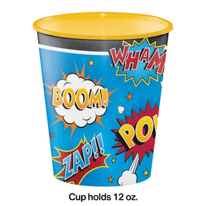 Superhero Slogans Plastic Cups, 12 Oz by Creative Converting