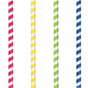Translucent 7.75" Paper Smoothie Straws, Asstd Stripes by Creative Converting