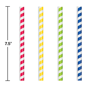 Translucent 7.75" Paper Smoothie Straws, Asstd Stripes (40/Pkg)