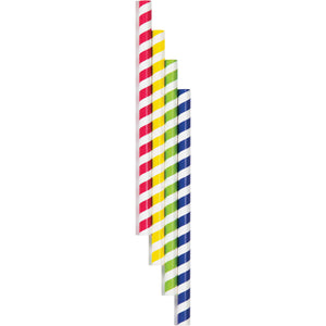 Translucent 7.75" Paper Smoothie Straws, Asstd Stripes (40/Pkg)