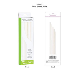 White 50Ct 7.75" Paper Straws (50/Pkg) by Creative Converting