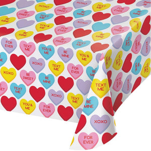Candy Hearts Valentine's Day Plastic Tablecloth (1/Pkg) by Creative Converting