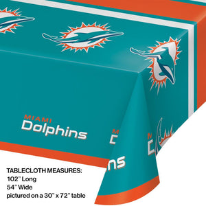Miami Dolphins Plastic Tablecover, 54" x 102" 1ct