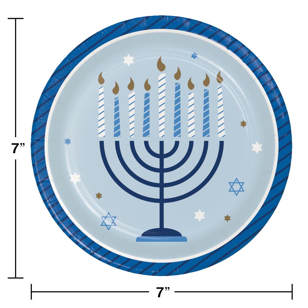 Hanukkah Celebration Dessert Party Plates 8 ct - Hanukkah Party Supplies