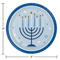 Hanukkah Celebration Dessert Party Plates 8 ct - Hanukkah Party Supplies