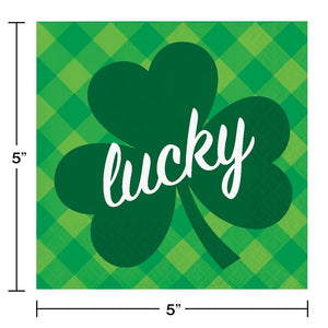 Irish Clover Beverage Napkin, Lucky (16/Pkg) on sale at PartyDecorations.com