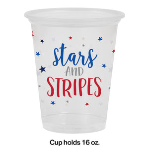 16Oz Plastic Cup, Clear, Stars And Stripes (8/Pkg) by Creative Converting