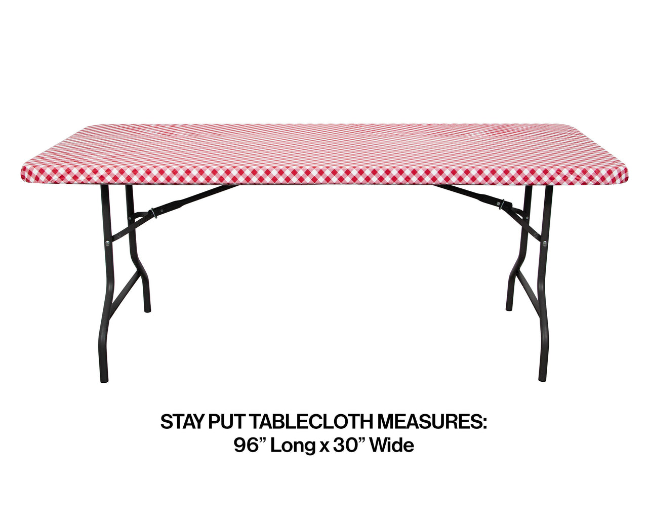 Red and White Gingham 30" x 96" Rectangular Stay Put Plastic tablecover, 1 per Pkg by Creative Converting