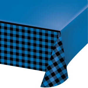 Blue Black Buffalo Plaid Paper Tablecover All Over Print, 54" X 102" (1/Pkg) by Creative Converting