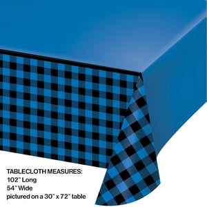 Blue Black Buffalo Plaid Paper Tablecover All Over Print, 54" X 102" (1/Pkg) by Creative Converting