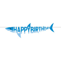 Shark Party Shaped Banner With Ribbon (1/Pkg) by Creative Converting