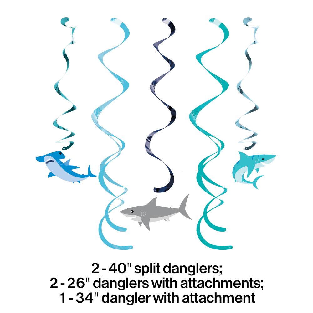 Shark Party Dizzy Danglers Assorted (5/Pkg) by Creative Converting