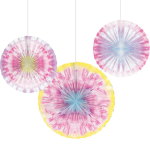 Tie Dye Party Paper Fans, 16", 12", 10" (3/Pkg) by Creative Converting