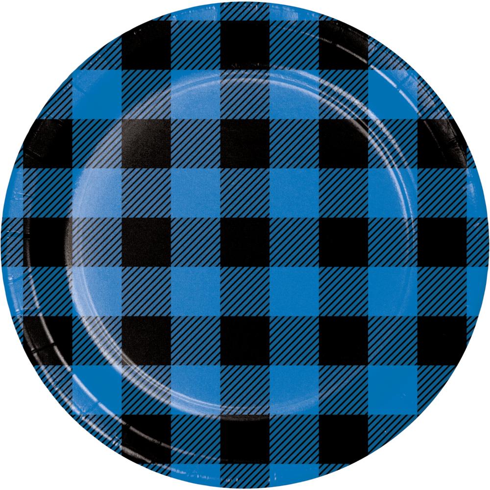 Blue Black Buffalo Plaid Dessert Plate (8/Pkg) by Creative Converting