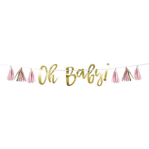 Pink And Gold Oh Baby Tassel Banner (1/Pkg) by Creative Converting