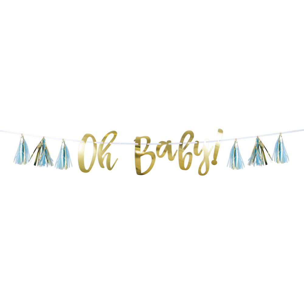 Blue And Gold Oh Baby Tassel Banner (1/Pkg) by Creative Converting