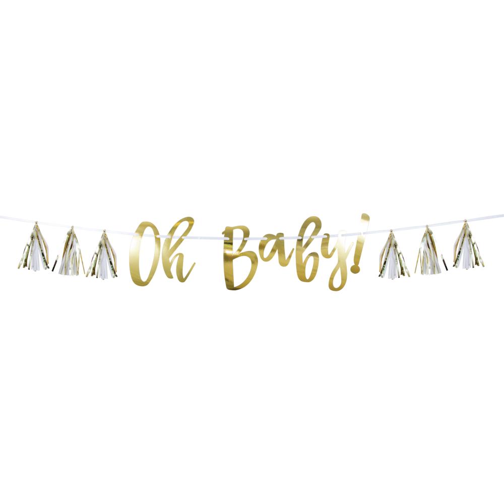 White And Gold Oh Baby Tassel Banner (1/Pkg) by Creative Converting