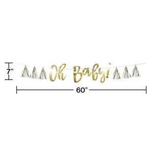 White And Gold Oh Baby Tassel Banner (1/Pkg) by Creative Converting