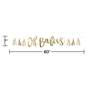 White And Gold Oh Babies Tassel Banner (1/Pkg) by Creative Converting