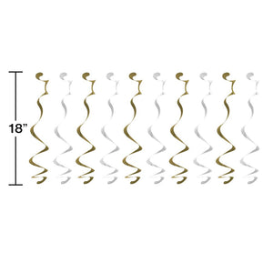 White And Gold Dizzy Danglers (10/Pkg) by Creative Converting