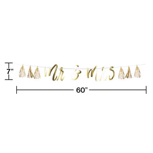 Mr & Mrs White And Gold Tassel Banner (1/Pkg) by Creative Converting