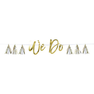 We Do White And Gold Tassel Banner (1/Pkg) by Creative Converting