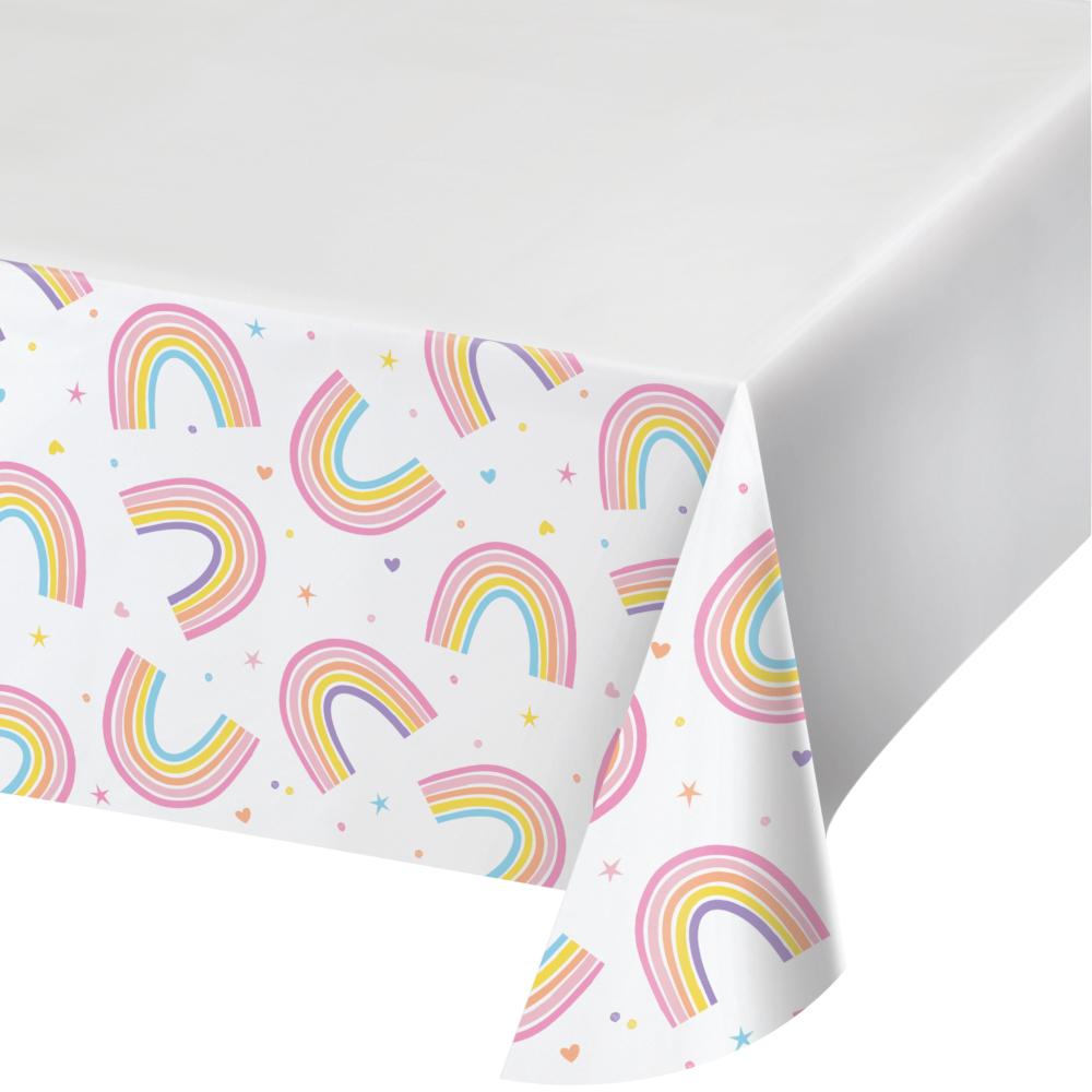 Happy Rainbow Plastic Tablecover 48" X 88" (1/Pkg) by Creative Converting