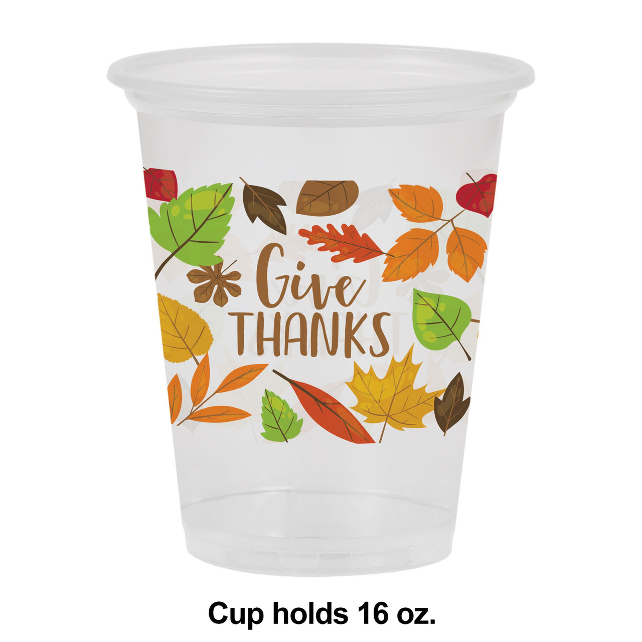 16Oz Plastic Cup, Clear, Fall Leaves, 8 ct Party Supplies by Creative Converting