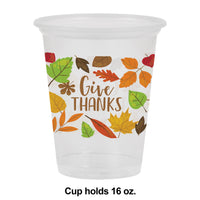 16Oz Plastic Cup, Clear, Fall Leaves, 8 ct Party Supplies by Creative Converting