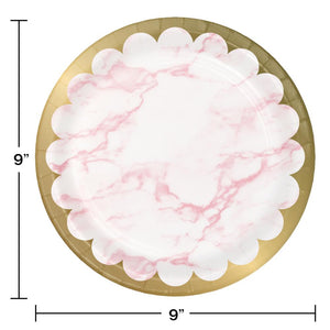 Pink Marble Dinner Plate, Foil (8/Pkg) by Creative Converting