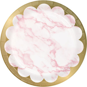 Pink Marble Dessert Plate, Foil (8/Pkg) by Creative Converting