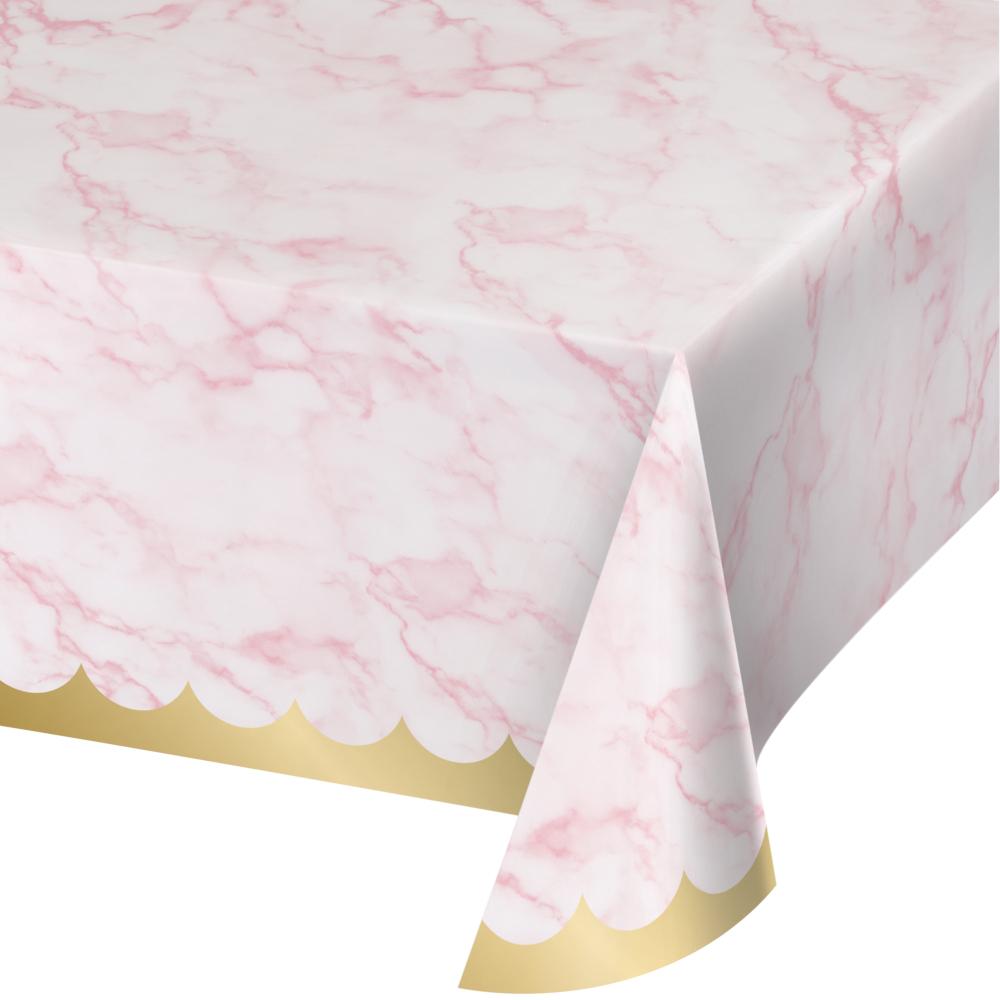 Pink Marble Tablecover, 54X102 Paper Aop (1/Pkg) by Creative Converting