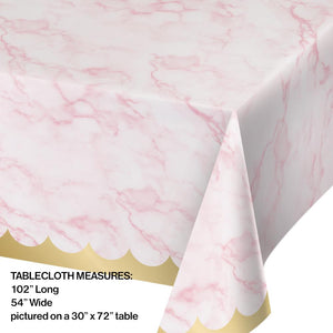 Pink Marble Tablecover, 54X102 Paper Aop (1/Pkg) by Creative Converting