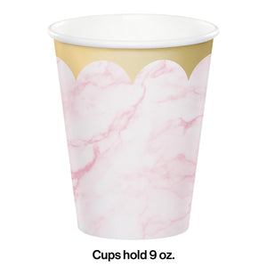 Pink Marble Paper Cups, 8 ct Party Supplies by Creative Converting
