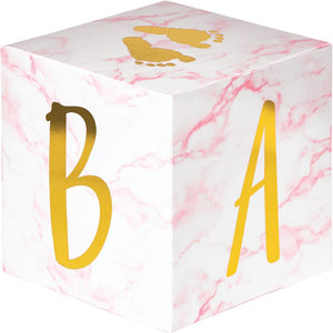Pink Marble Centerpiece Baby Blocks, Foil (3/Pkg) by Creative Converting
