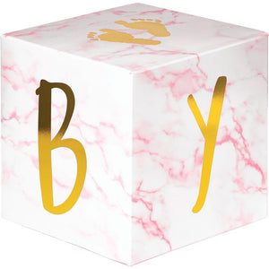 Pink Marble Centerpiece Baby Blocks, Foil (3/Pkg) by Creative Converting