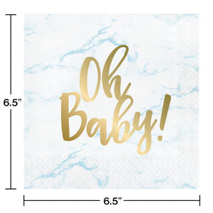 Blue Marble Luncheon Napkin, Foil, Oh Baby! (16/Pkg) by Creative Converting