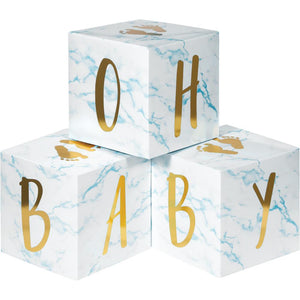 Blue Marble Centerpiece Baby Blocks, Foil (3/Pkg) by Creative Converting