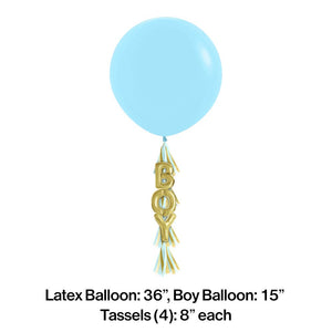 36" Latex Balloon With Tassel, Boy (1/Pkg) by Creative Converting