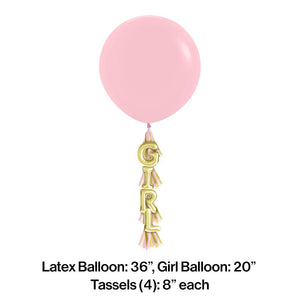 36" Latex Balloon With Tassel, Girl (1/Pkg) by Creative Converting